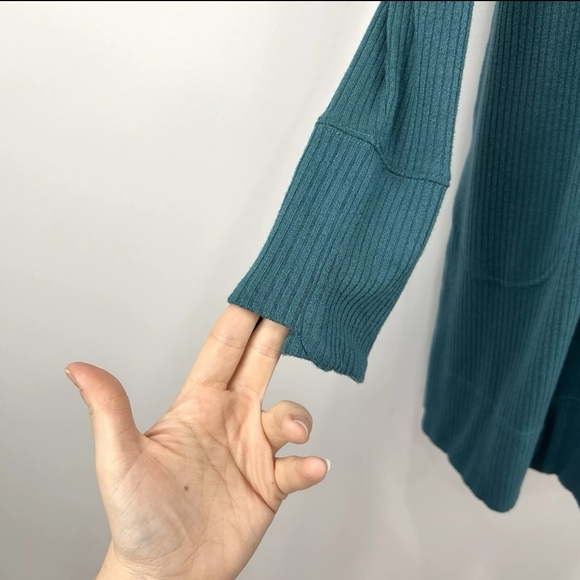Athleta Women's Harmony Pose Wrap Cardigan Teal Long Sleeve Hooded Ribbed XL - Picture 8 of 14